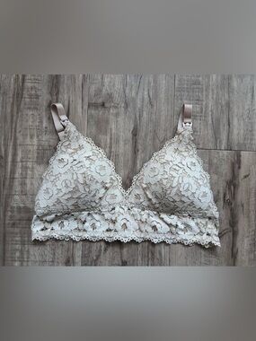 MOMANDA Lace Plunge Nursing Bralette Cream Delicate Floral breastfeeding